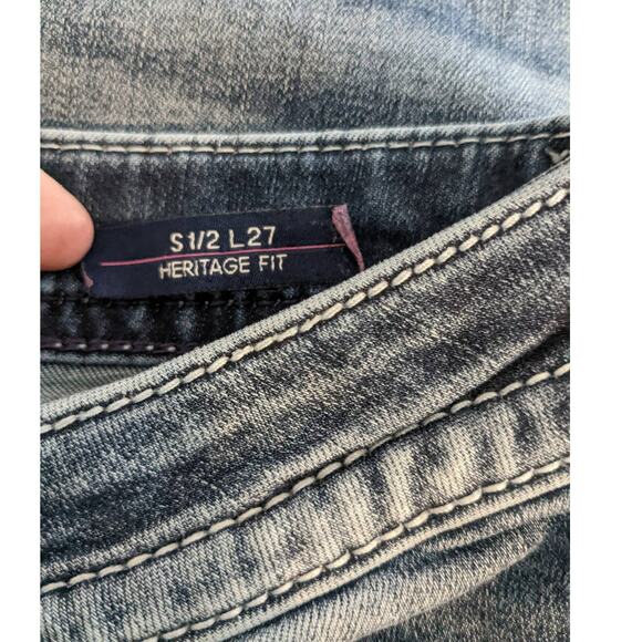 Vigoss Chelsea Skinny Jeans 1/2 Blue 28x25 Heritage Fit Embroidery‎ Thick Stitch - Picture 6 of 14